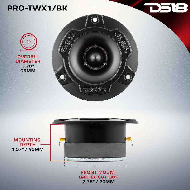 DS18 3.8in Super Bullet Tweeter 120 Watts RMS 1in Aluminum Vc 4 ohm Black - Image 6