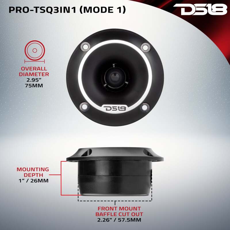 DS18 3in Surface Flush Angle High Comp Neodymium Super Bullet Twtr 100 Watts RMS 1in Almnm Vc 4 ohm - Image 5