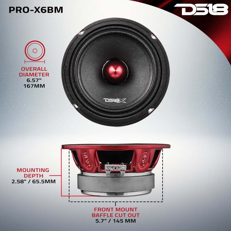 DS18 6.5in 250 Watts RMS 8 ohm Mid-Range Loudspeaker Bullet Loudspeaker - Image 6
