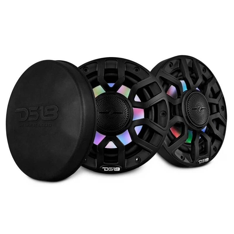 DS18 Marine 6.5in 2-Way 150 Watts RMS 4 ohm Digital LED Lights Bullet Tweeter Covers Included Black - Image 4