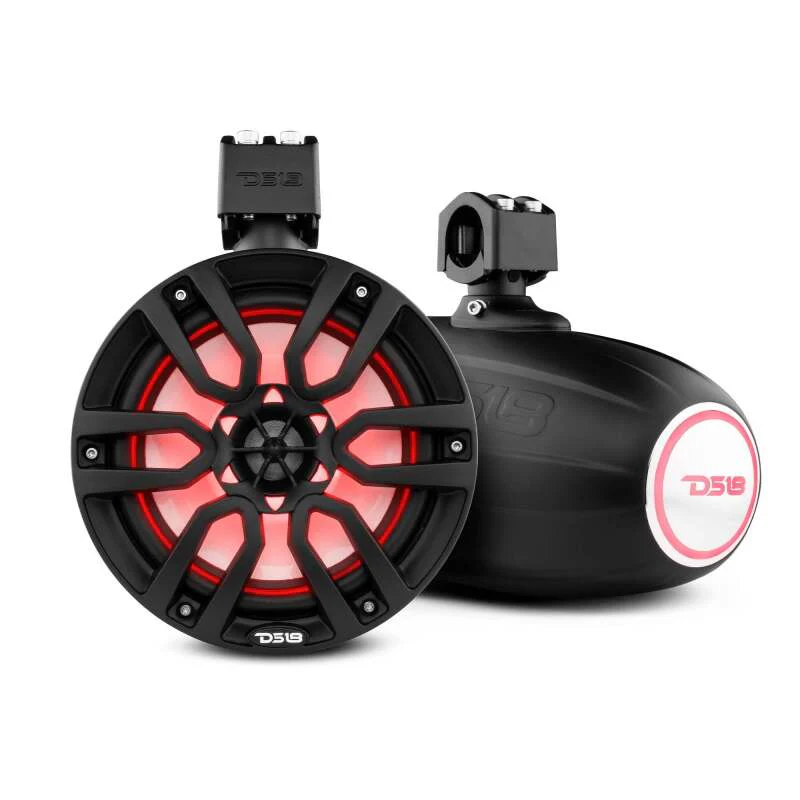 DS18 Marine And Powersports Towers 8in 125 Watts RMS RGB LED Lights Red - Image 3