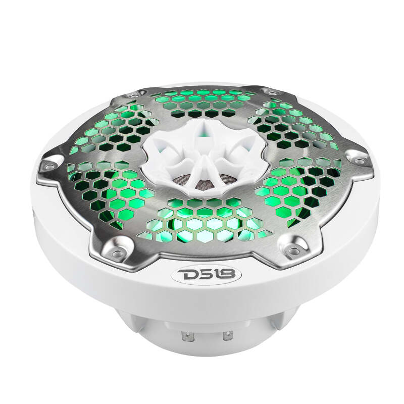 DS18 NXL-M Series Speaker w/ RGB LED Lights 6.5in 2-Way 100 Watts RMS 4 ohm White w/ Cover - Image 3