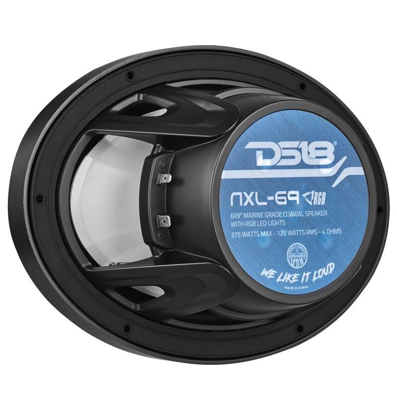 DS18 NXL Series Coaxial Marine Speaker w RGB Lights 6x9in 2-Way 125 Watts RMS 4 ohm Black w Cover - Image 5