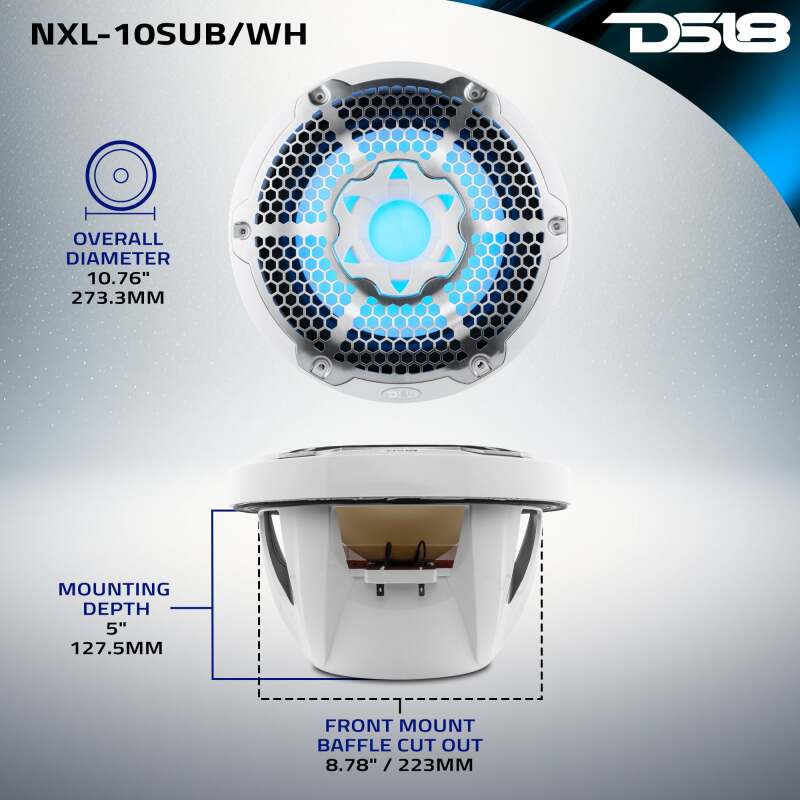 DS18 Subwoofer & Enclosure 10in 300 Watts RMS 4 ohm SVC White - Image 7
