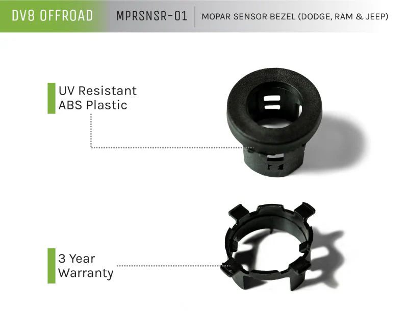 DV8 Offroad Jeep/Dodge/RAM Front Bezel & Rear Clip Replacement Kit for MOPAR Sensors - Set of 4 - Image 6