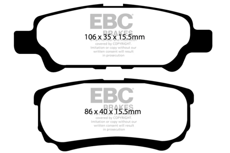 EBC 11-14 Chrysler 200 2.4 Yellowstuff Rear Brake Pads - Image 2