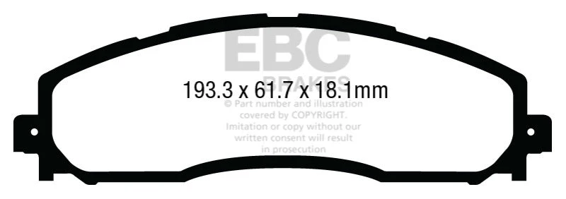 EBC 13+ Ford F250 (inc Super Duty) 6.2 (2WD) Extra Duty Rear Brake Pads - Image 2