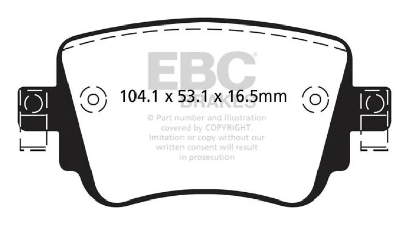 EBC 15-21 Volkswagen GTi 2.0 Turbo Ultimax2 Rear Brake Pads - Image 2