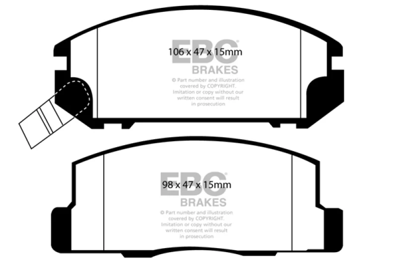 EBC 99-02 Toyota MR2 1.8 Yellowstuff Rear Brake Pads - Image 2