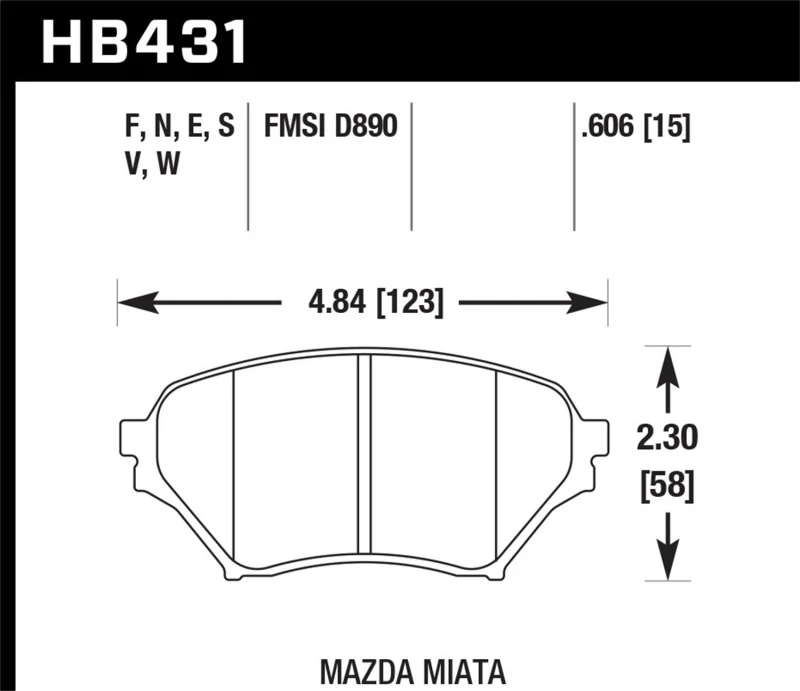 Hawk 01-05 Miata w/ Sport Suspension HP+ Street Front Brake Pads D890 - Image 2