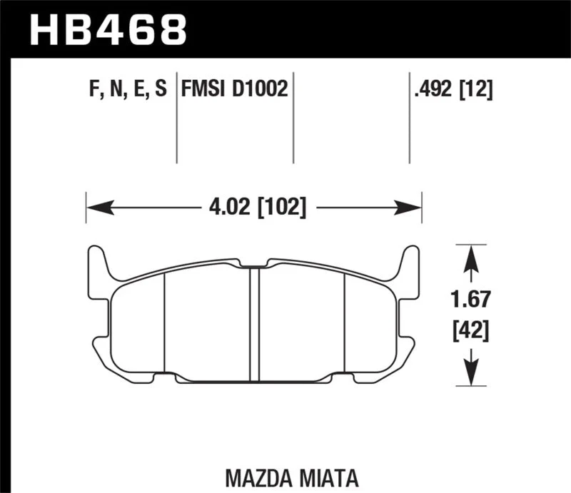 Hawk 03-05 Miata w/ Sport Suspension HP+ Street Rear Brake Pads (D1002) - Image 2