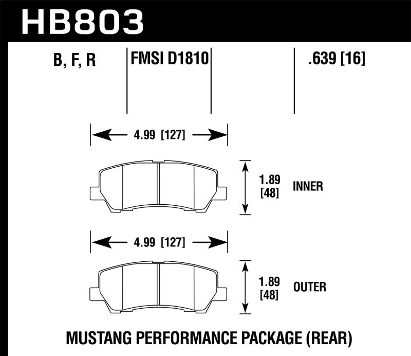 Hawk 15-17 Ford Mustang Performance Ceramic Rear Brake Pads - Image 2