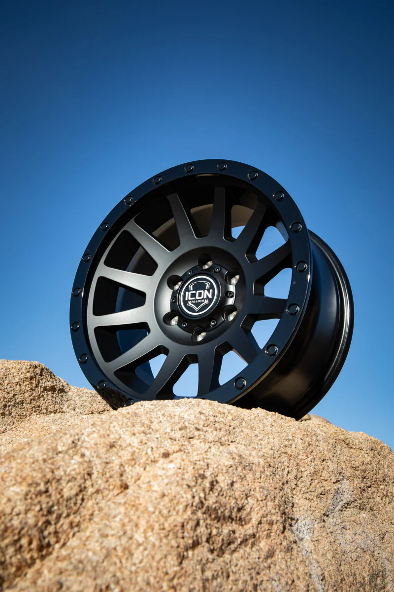 ICON Compression 18x9 6x5.5 25mm Offset 6in BS 95.1mm Bore Double Black Wheel - Image 4