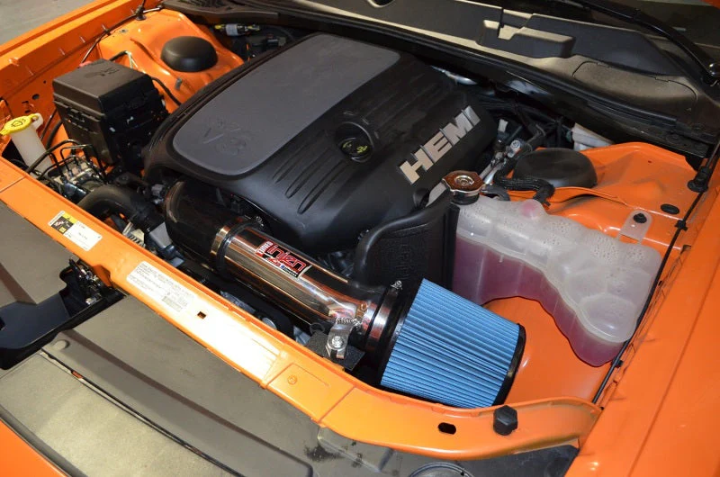 Injen 11-19 Dodge Challenger Hemi 5.7L V8 Wrinkle Black Power-Flow Air Intake System w/Heat Shield - Image 4