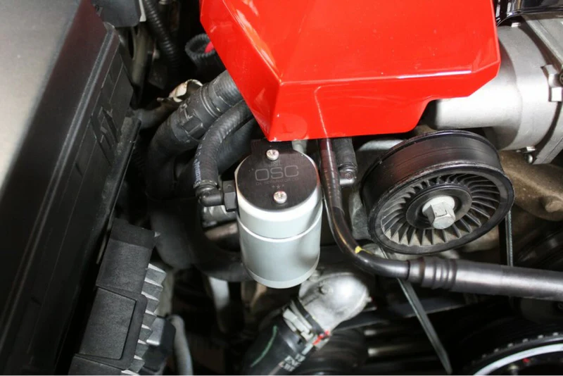 J&L 10-15 Chevrolet Camaro LS3 6.2L Passenger Side Oil Separator 3.0 - Clear Anodized - Image 2