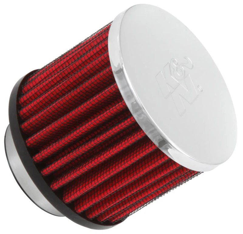 K&N 1.5in Flange ID x 3in OD x 2.5in H Chrome Finish Rubber Base Crankcase Vent Filter - Image 4