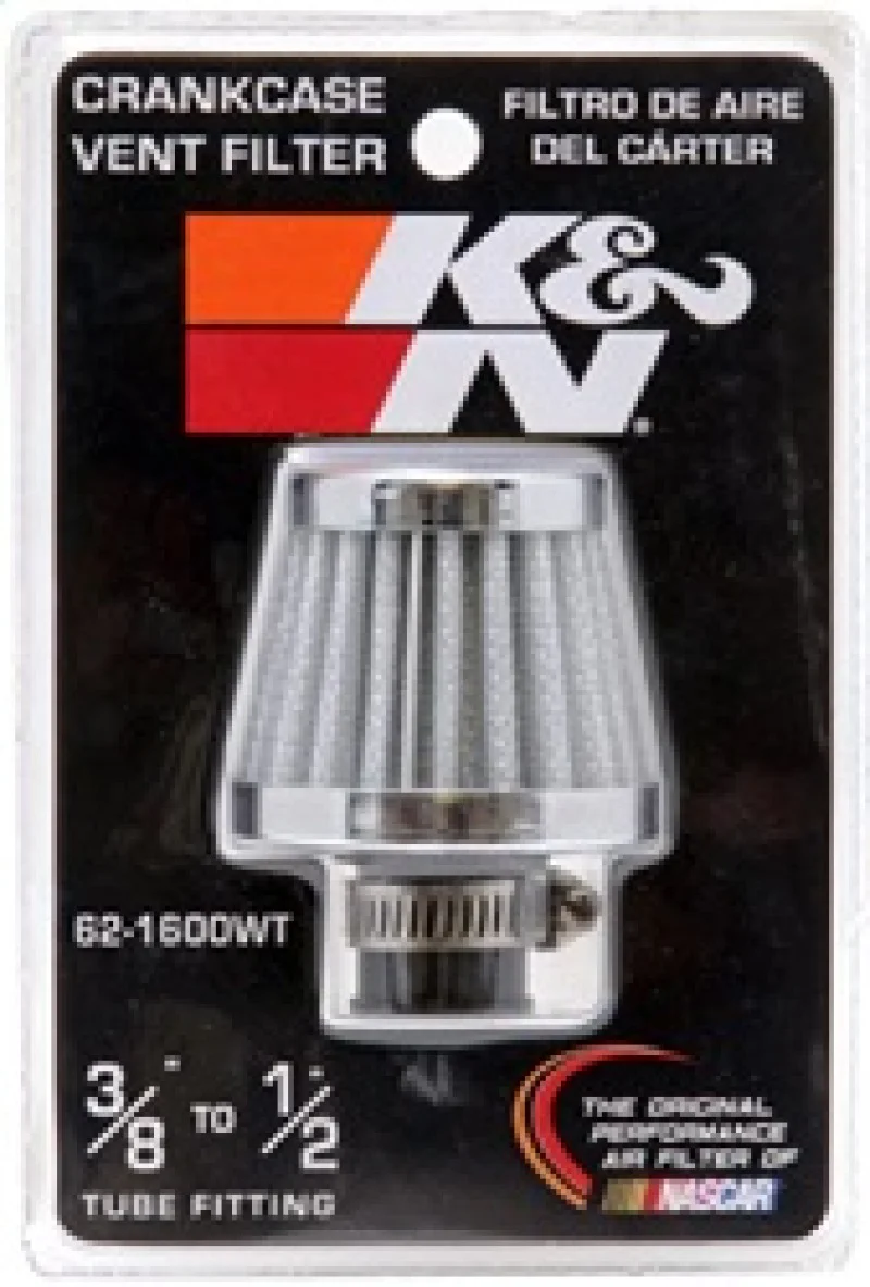 K&N 2in Base OD x .375in Flange ID x 1.75in H Rubber Base Crankcase Vent Filter - White - Image 7