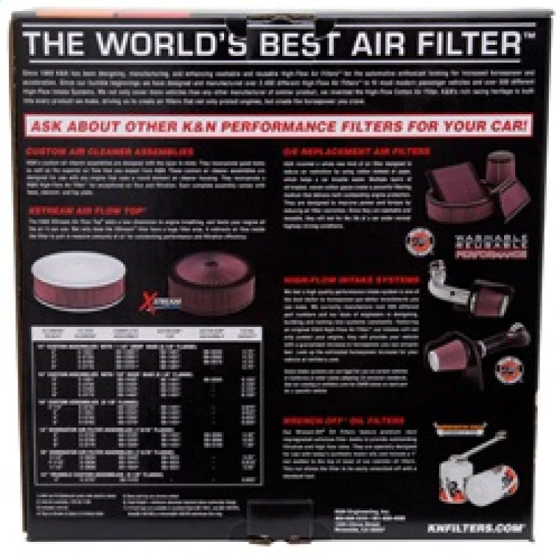 K&N 5 1/8in Flange 11in OD 3 1/4in Height w/ Vent Custom Air Cleaner Assembly - Image 8