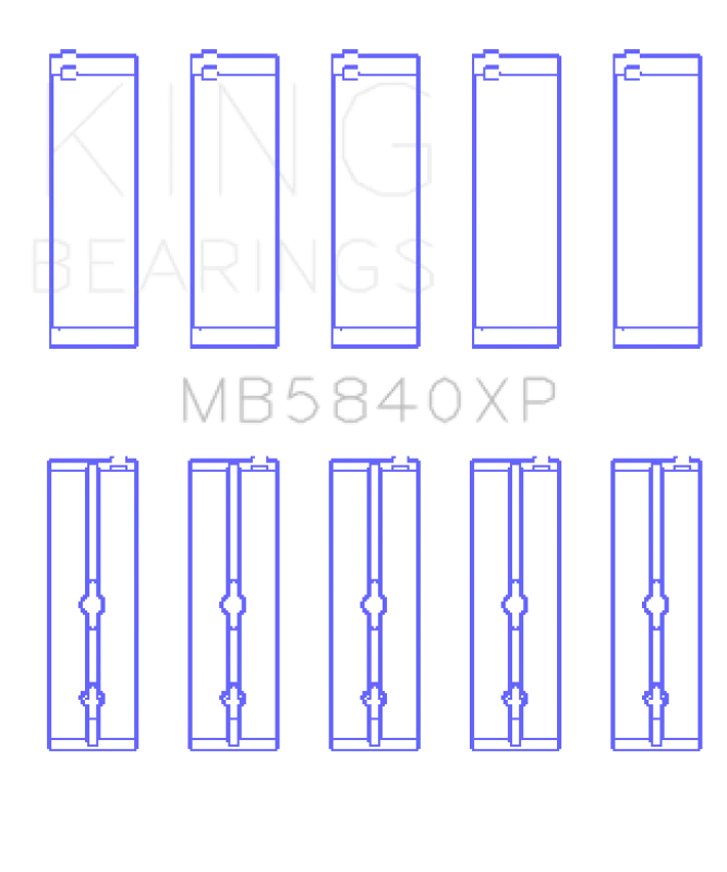 King Chrysler/Dodge Gen 3 Hemi 5.7L/6.1L/6.4L Crankshaft Main Bearing Set (Set of 5) - Size STDX - Image 3