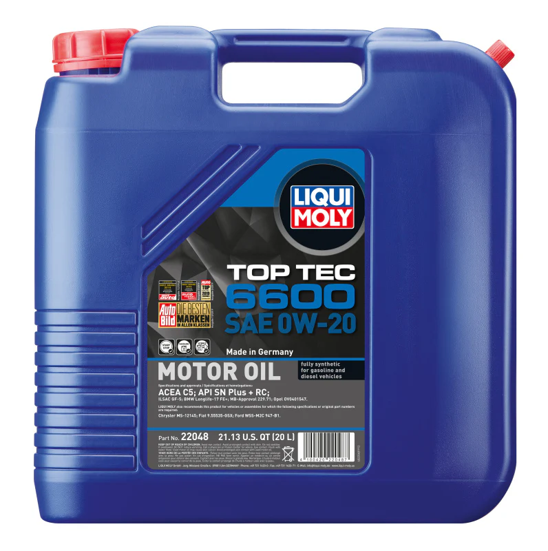 LIQUI MOLY 20L Top Tec 6600 Motor Oil SAE 0W20 - Image 2