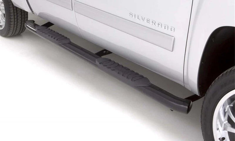 Lund 07-17 Chevy Silverado 1500 Ext. Cab 5in. Oval Curved Steel Nerf Bars - Black - Image 3