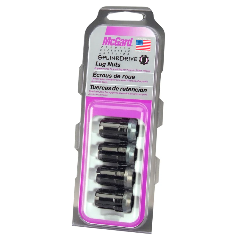 McGard SplineDrive Lug Nut (Cone Seat) M12X1.25 / 1.24in. Length (4-Pack) - Black (Req. Tool) - Image 4
