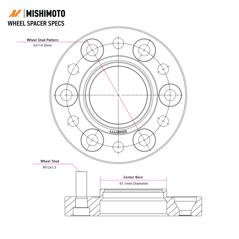 Mishimoto Wheel Spacers - 5x114.3 - 67.1 - 25 - M12 - Black - Image 9