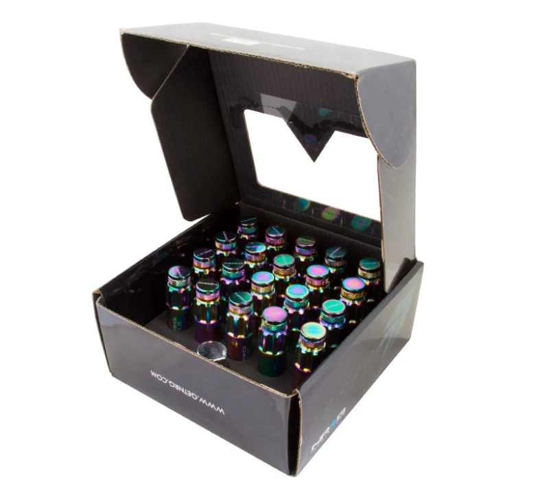 NRG 700 Series M12 X 1.5 Steel Lug Nut w/Dust Cap Cover Set 21 Pc w/Locks & Lock Socket - Neochrome - Image 3