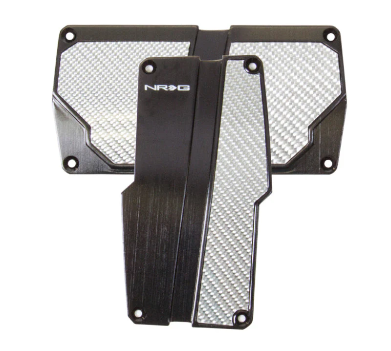 NRG Brushed Aluminum Sport Pedal A/T - Black w/Silver Carbon - Image 2