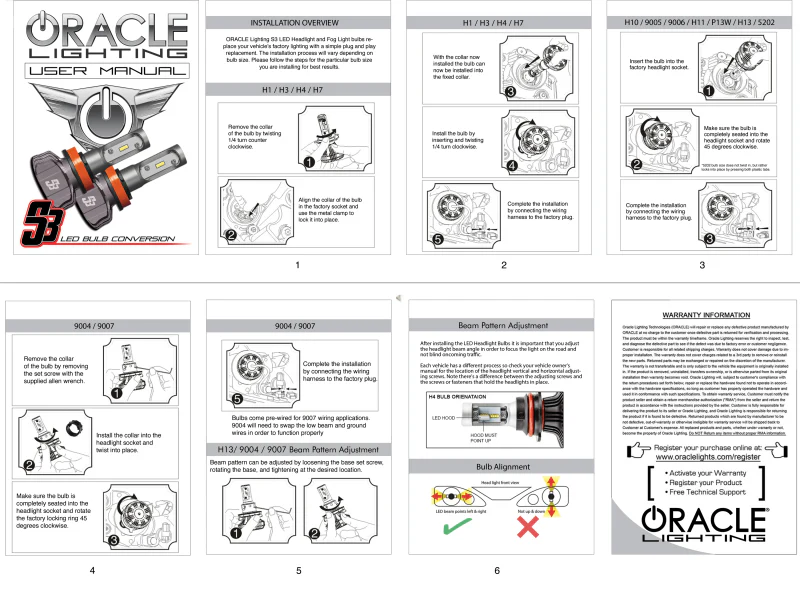 Oracle H4 - S3 LED Headlight Bulb Conversion Kit - 6000K - Image 3