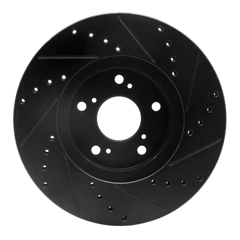 R1 04-14 Acura TSX Front Left Drilled & Slotted Black Brake Rotor - Image 5