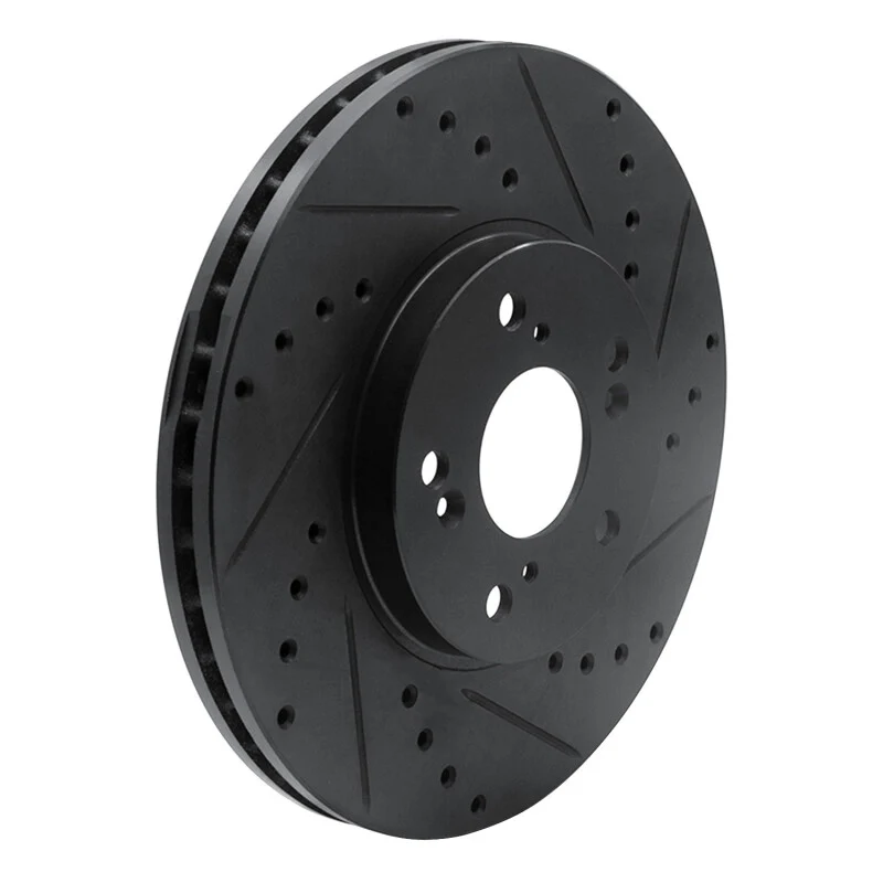 R1 04-14 Acura TSX Front Right Drilled & Slotted Black Brake Rotor - Image 3