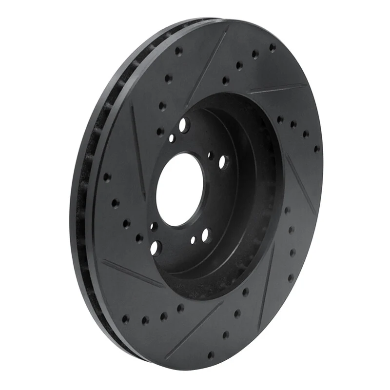 R1 04-14 Acura TSX Front Right Drilled & Slotted Black Brake Rotor - Image 4