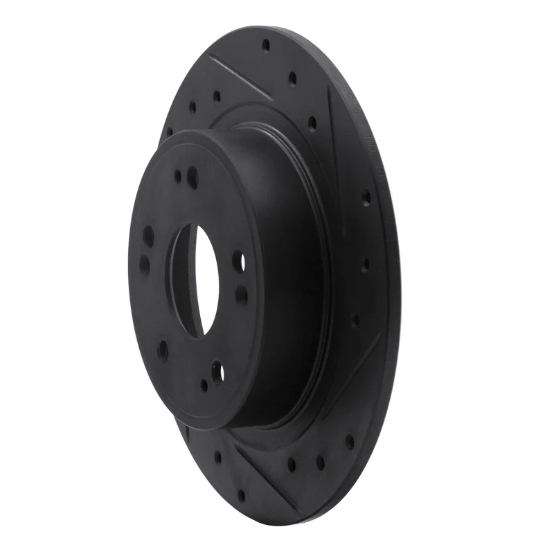R1 05-17 Honda Accord Rear Right Drilled & Slotted Black Brake Rotor - Image 2