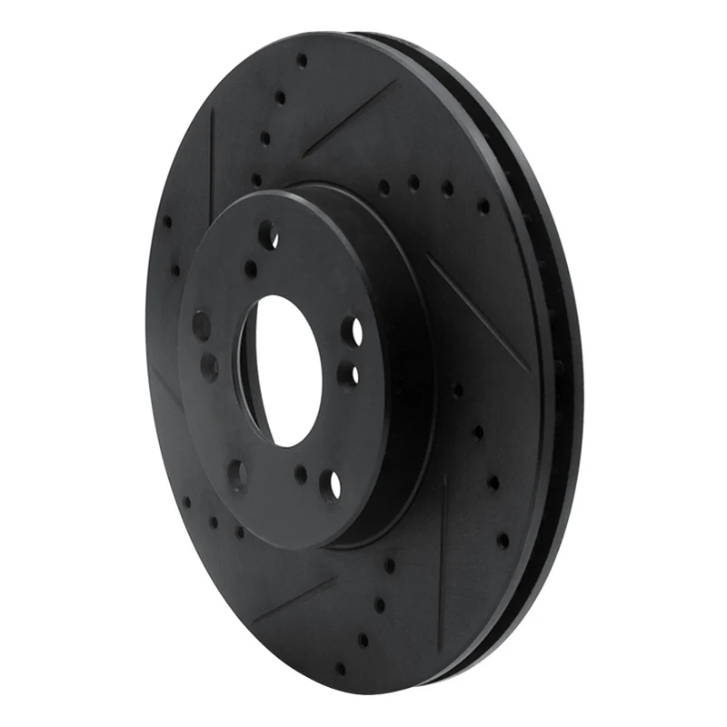 R1 06-15 Honda Civic Front Left Drilled & Slotted Black Brake Rotor - Image 4