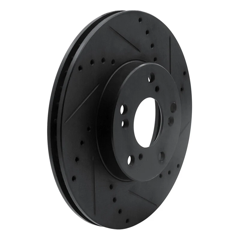 R1 06-15 Honda Civic Front Right Drilled & Slotted Black Brake Rotor - Image 3