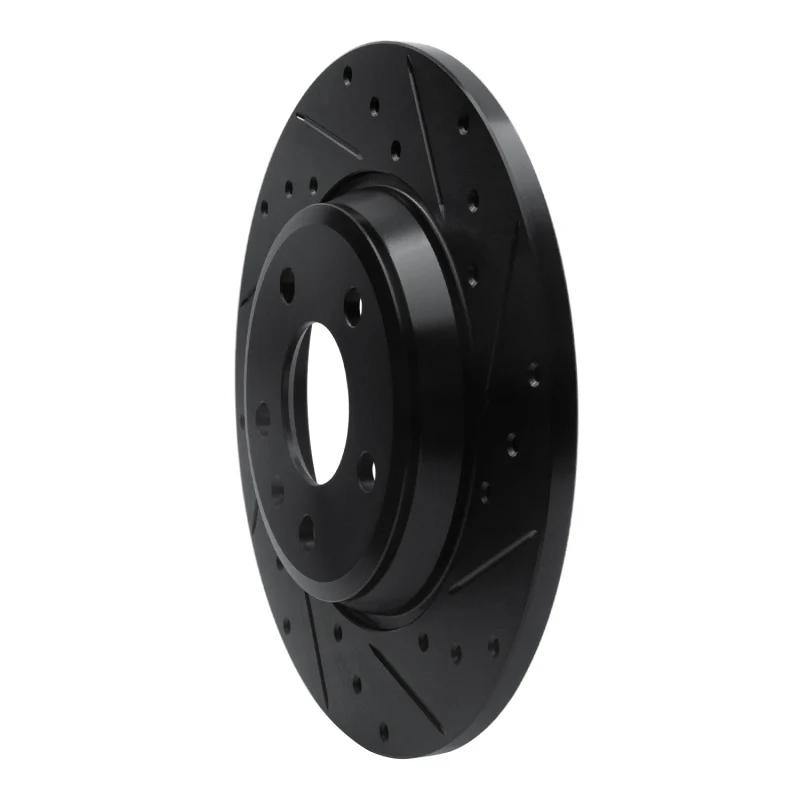 R1 09-25 Audi A4 Rear Right Drilled & Slotted Black Brake Rotor - Image 2