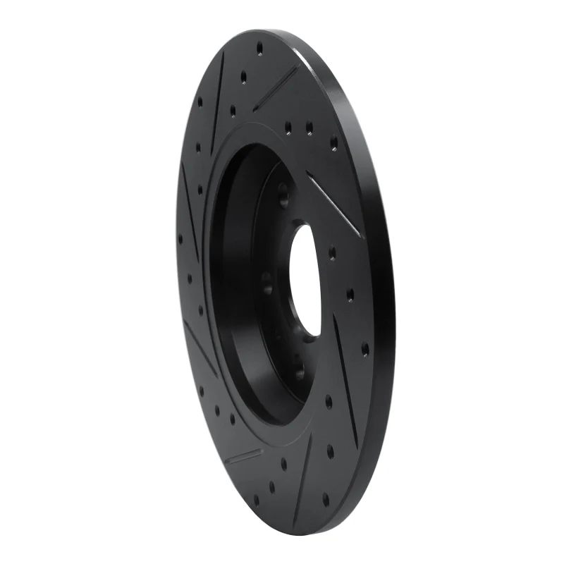 R1 09-25 Audi A4 Rear Right Drilled & Slotted Black Brake Rotor - Image 3