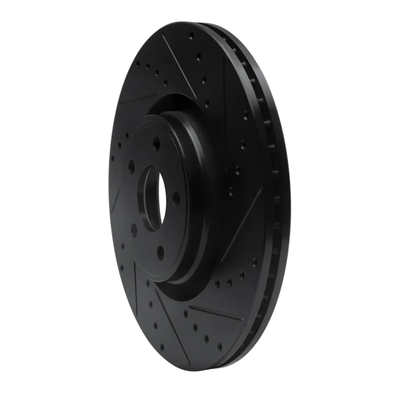 R1 14-18 Ford Focus ST Front Right Drilled & Slotted Black Brake Rotor - Image 5