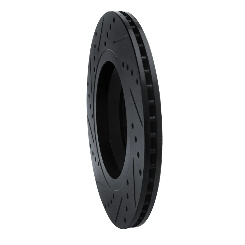 R1 15-25 Volkswagen GTI Rear Right Drilled & Slotted Black Brake Rotor - Image 3