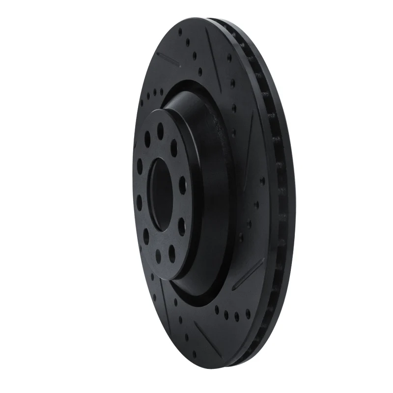 R1 15-25 Volkswagen GTI Rear Right Drilled & Slotted Black Brake Rotor - Image 4