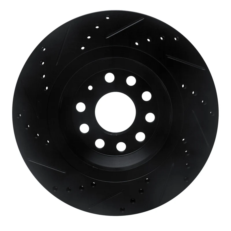 R1 15-25 Volkswagen GTI Rear Right Drilled & Slotted Black Brake Rotor - Image 5