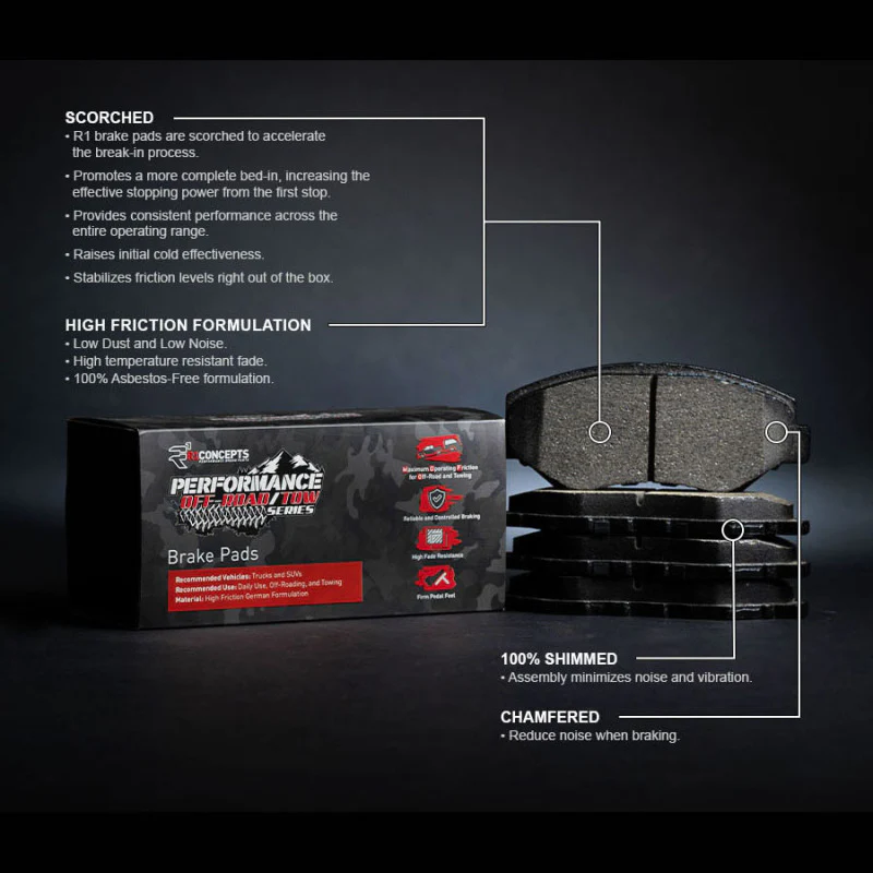 R1 2012-2025 Chrysler Town & Country Front Performance Off-Road/Tow Brake Pads & Hardware Kit - Image 4