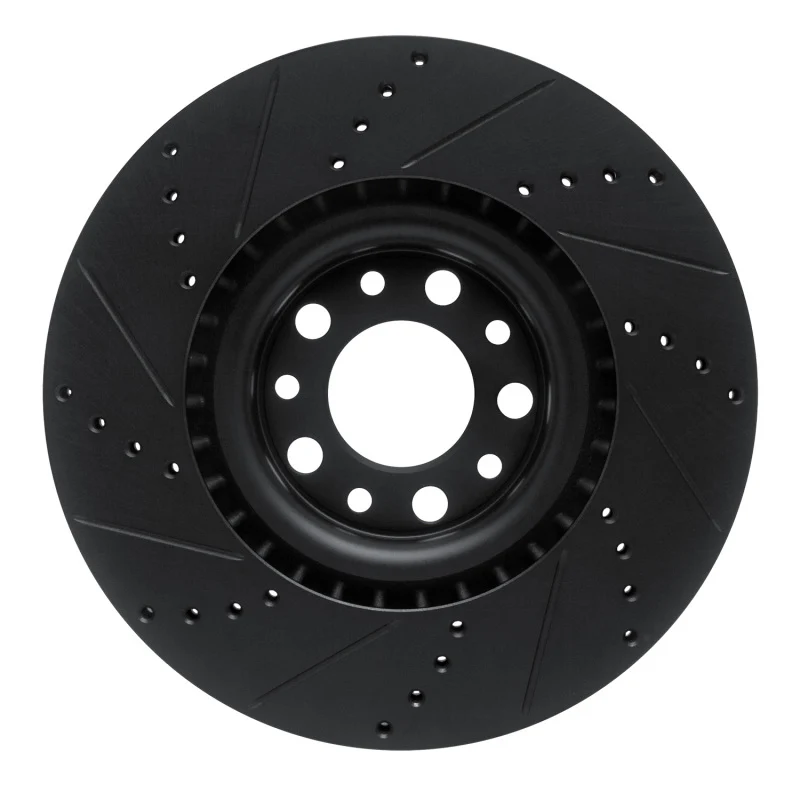 R1 2017-2025 Alfa Romeo Stelvio Front Right Drilled & Slotted Black Brake Rotor - Image 5