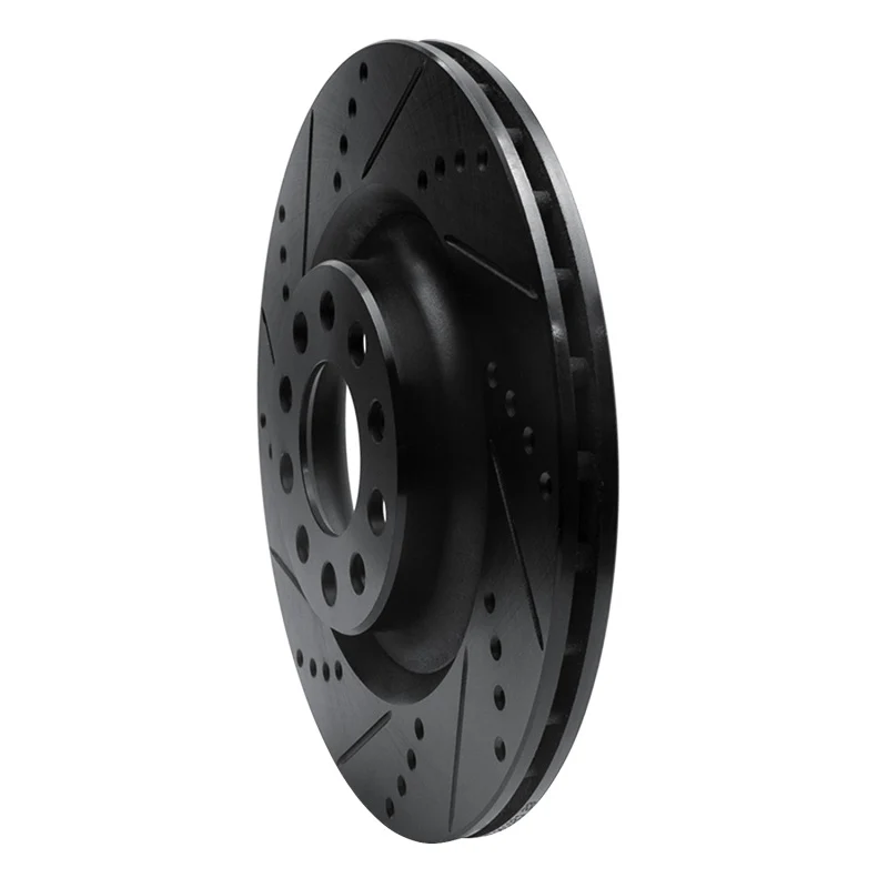 R1 2017-2025 Alfa Romeo Stelvio Rear Left Drilled & Slotted Black Brake Rotor - Image 4