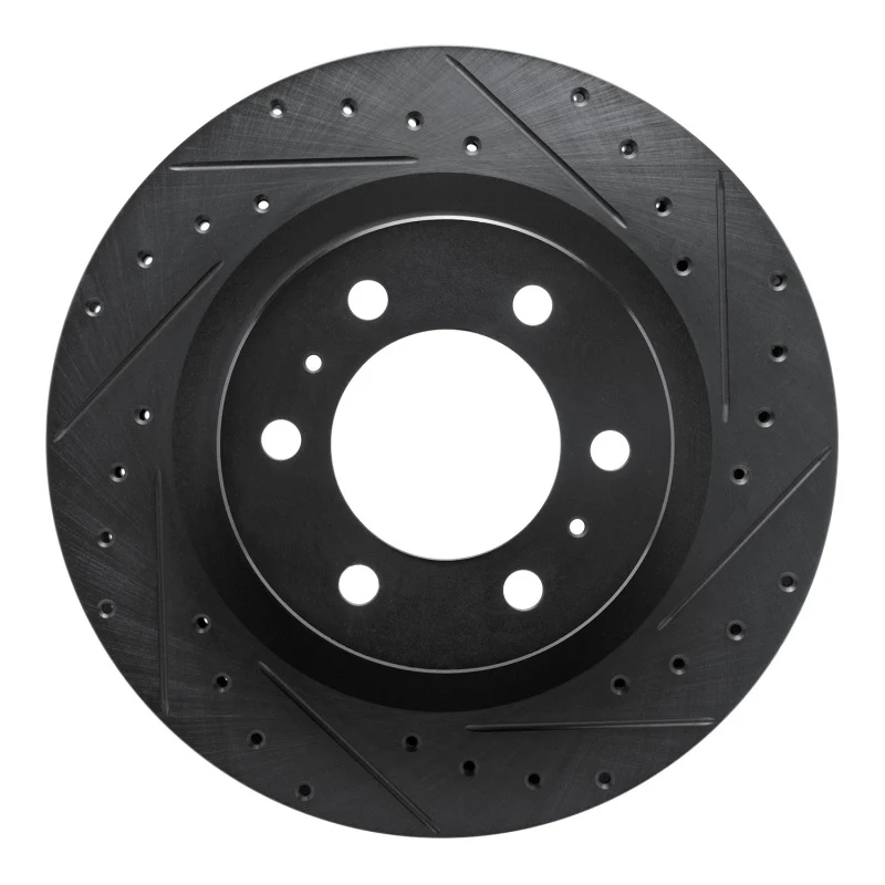 R1 2022-2025 Lexus LX600 Front Right Drilled & Slotted Black Brake Rotor