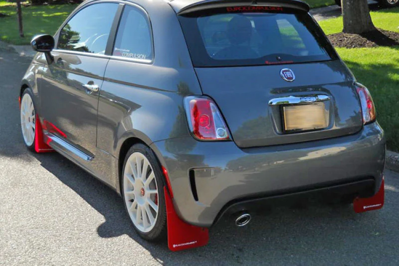 Rally Armor 12-18 Fiat 500 Red Mud Flap w/White Logo - Image 2