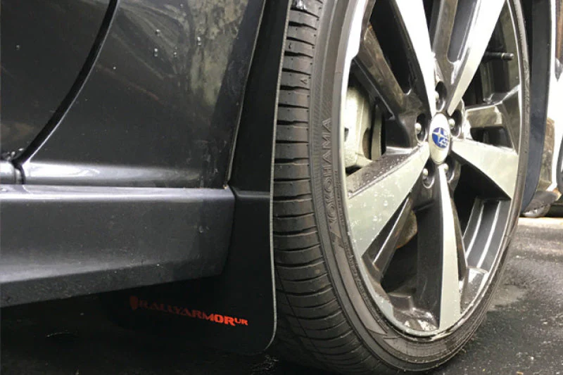 Rally Armor 17-23 Subaru Impreza 4D/5D Black UR Mud Flap w/White Logo - Image 3
