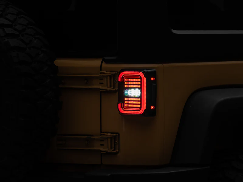 Raxiom 07-18 Jeep Wrangler JK Axial Series LED Halo Tail Lights- Black Housing (Dark Smoked Lens) - Image 12