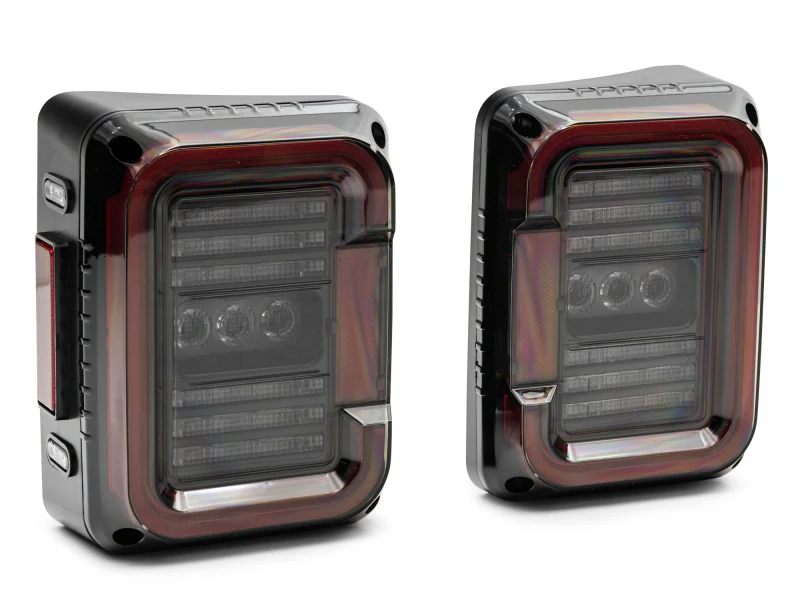 Raxiom 07-18 Jeep Wrangler JK Axial Series LED Halo Tail Lights- Black Housing (Dark Smoked Lens) - Image 2